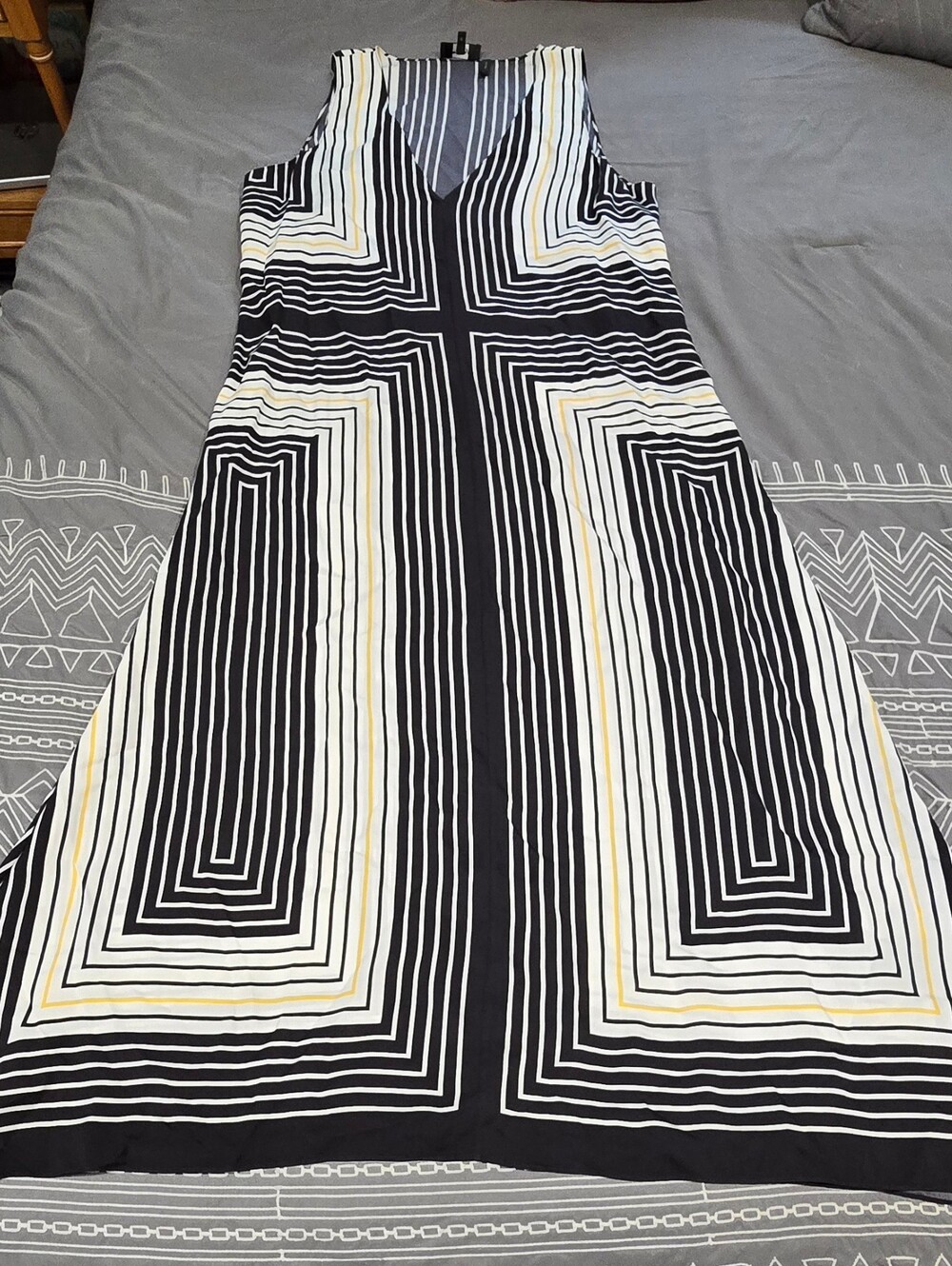 Theory Geo Print Sleeveless Silk Midi Dress Size Large